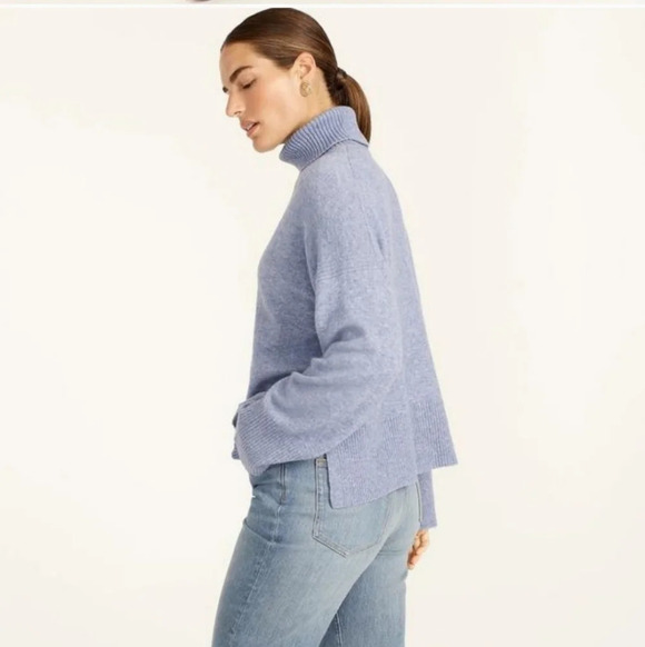 J. Crew merino wool alpaca blend turtle neck split hem wide on trend sleeves xs - Picture 7 of 15